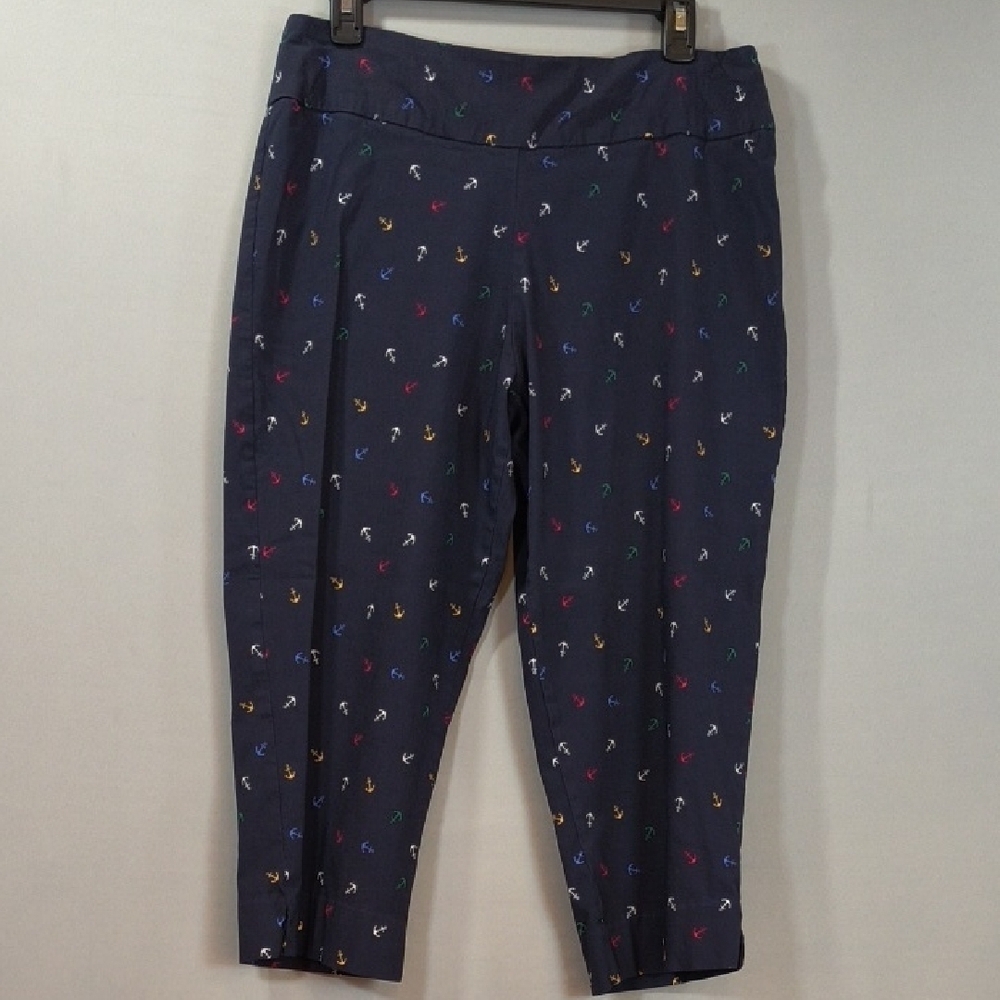 Zac& Rachel Jolly Anchors Pull On Navy Ankle Pants Size 14